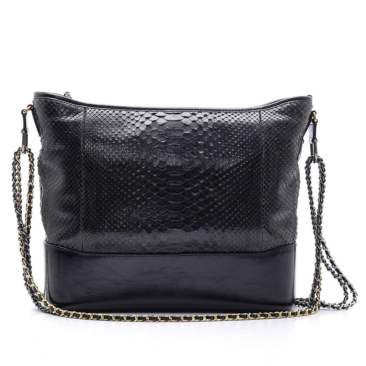 Chanel - Gabrielle Large Black and Phyton Leather Hobo Bag